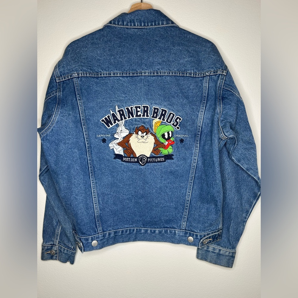 Warner Bros. Blue Denim Jean Jacket with Cartoon Patch